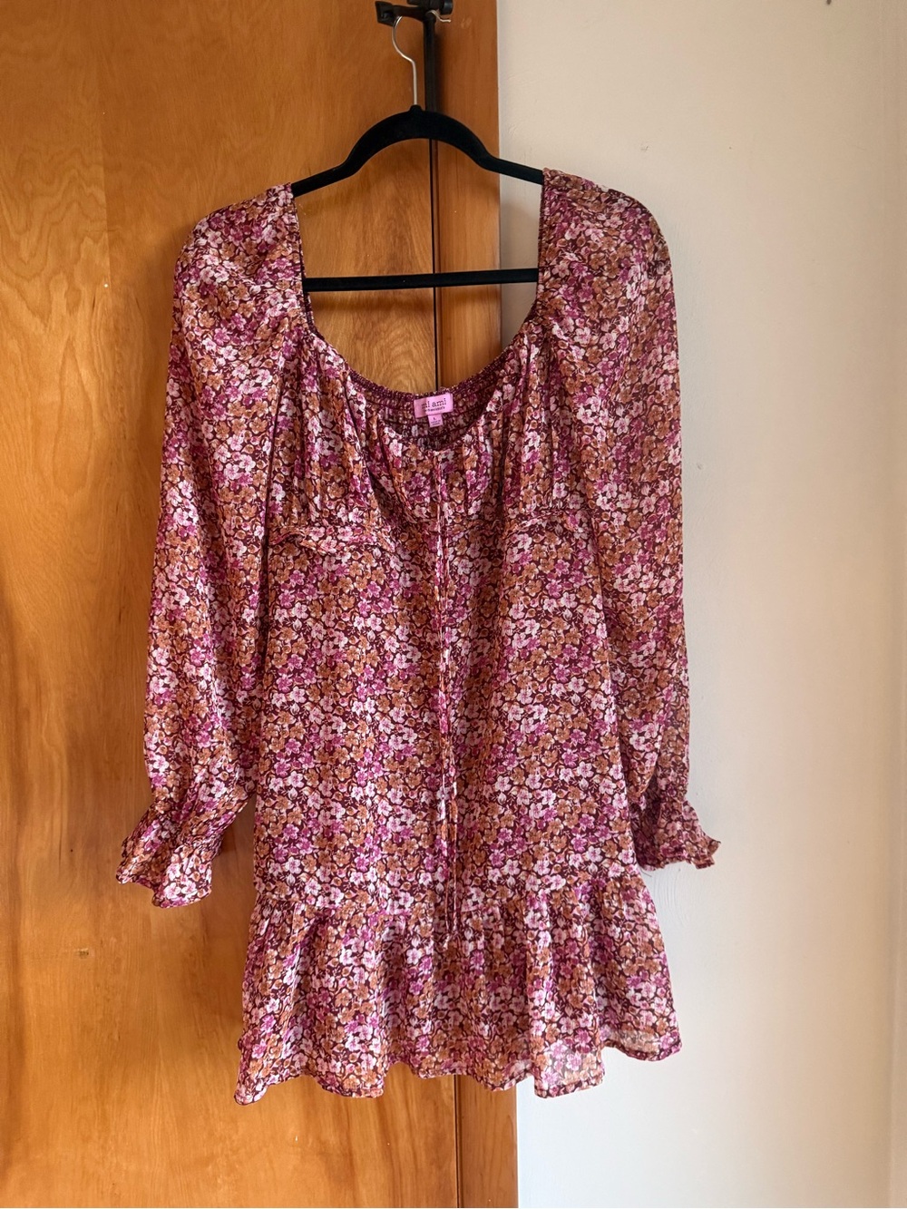 Francesca's Collections Pink Floral Peasant Blouse